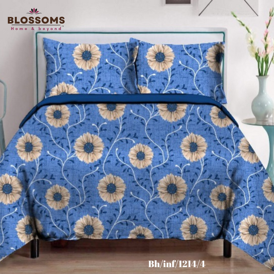Blossoms-Home & Beyond Printed Queen Size Double Bed Bedsheet, 
 Floral Print with 2 Pillows