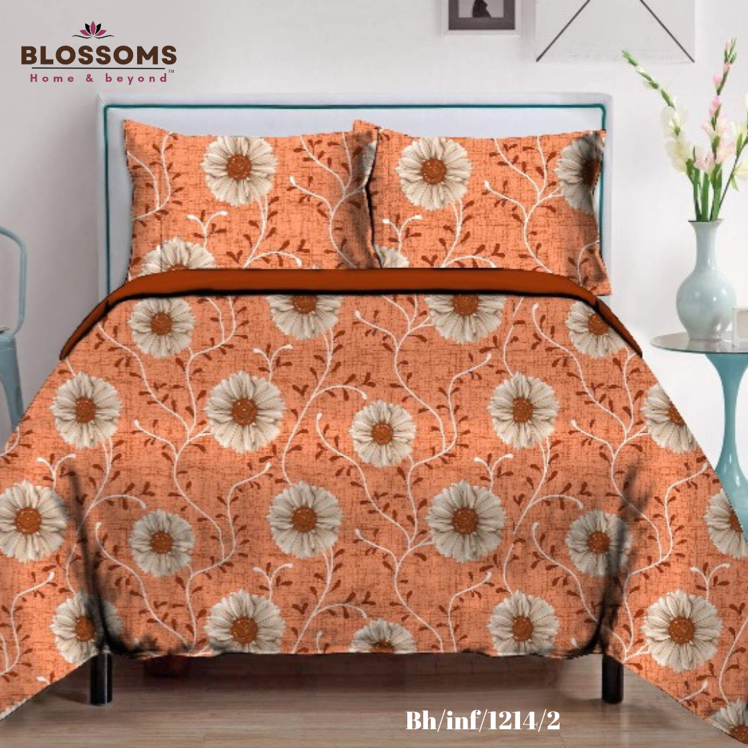 Blossoms-Home & Beyond Printed Queen Size Double Bed Bedsheet,
Floral Print with 2 Pillows