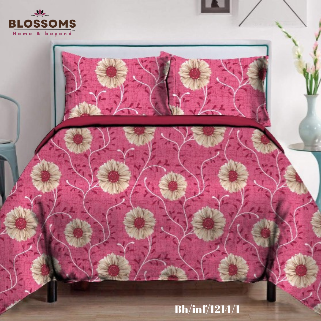 Blossoms-Home & Beyond Printed Queen Size Double Bed Bedsheet,
Floral Print with 2 Pillows
