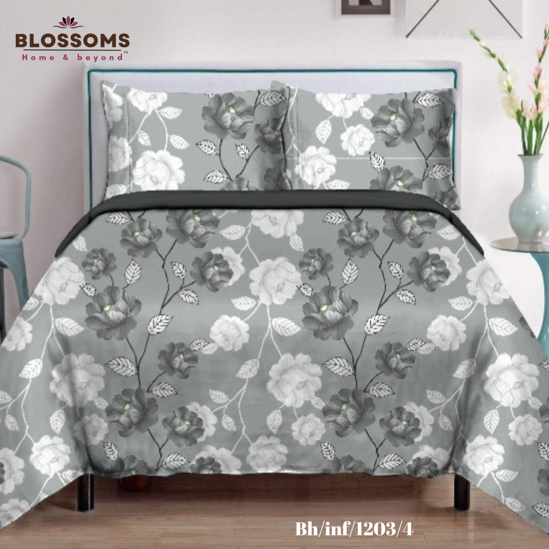 Blossoms-Home & Beyond Printed Queen Size Double Bed Bedsheet,
Floral Print with 2 Pillows