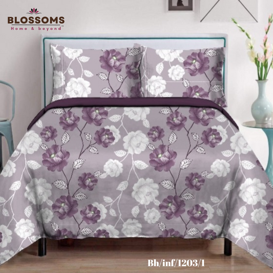Blossoms-Home & Beyond Printed Queen Size Double Bed Bedsheet, 
 Floral Print with 2 Pillows