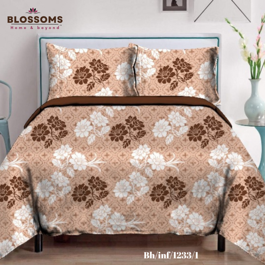 Blossoms-Home & Beyond Printed Queen Size Double Bed Bedsheet, Floral Print with 2 Pillows