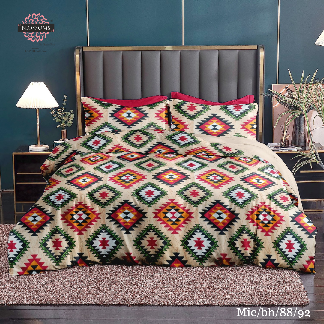 Microfiber double bedsheet |Beige color print |2pillow covers|200tc|120gsm|Supersoft|95by 95inch|