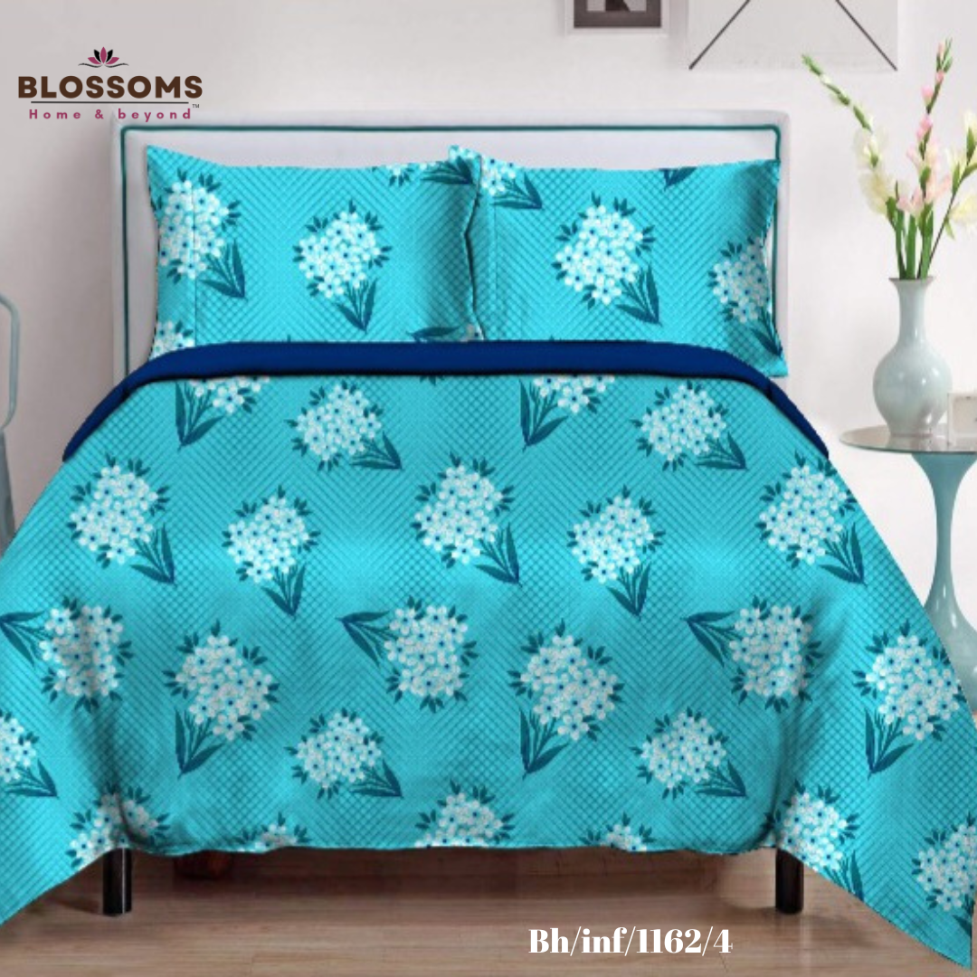 Blossoms-Home & Beyond Printed Queen Size Double Bed Bedsheet, Floral Print with 2 Pillows
