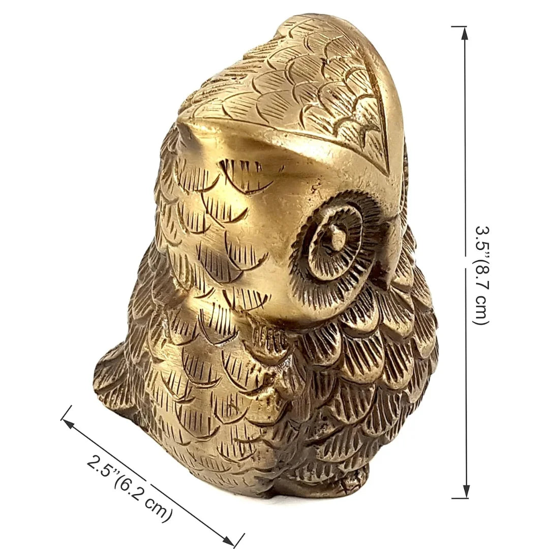 Vintage Brass Owl Decor Showpiece, 650 Grams, Owl Showpiece For Home Décor, Showpieces For Home Decor, Standard, Pack Of 1