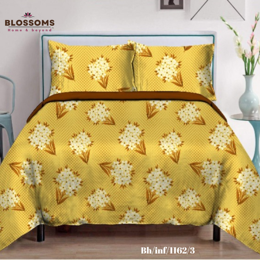Blossoms-Home & Beyond Printed Queen Size Double Bed Bedsheet, Floral Print with 2 Pillows
