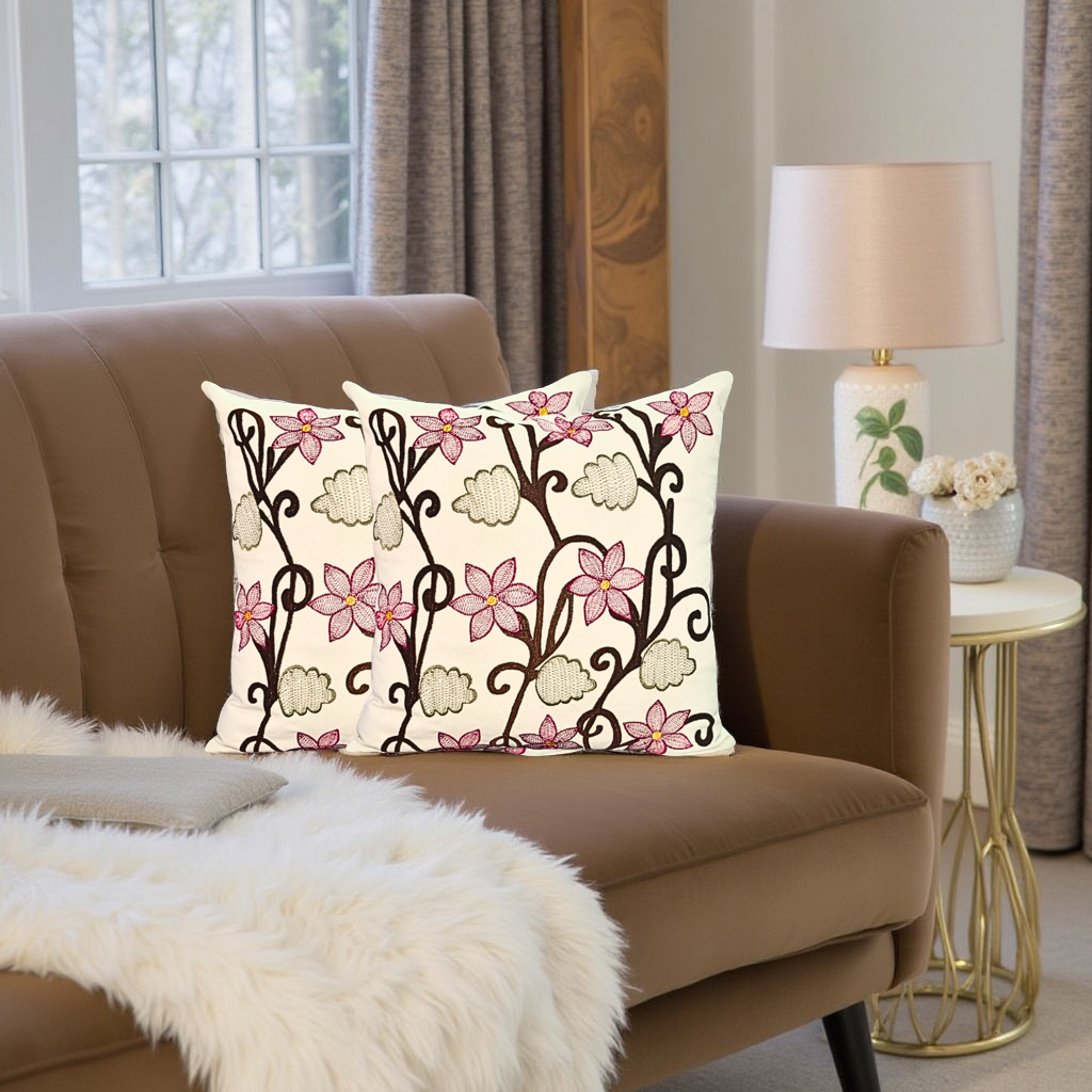 Embroided Cushion Covers with pure cotton fabric. 16x16 inch