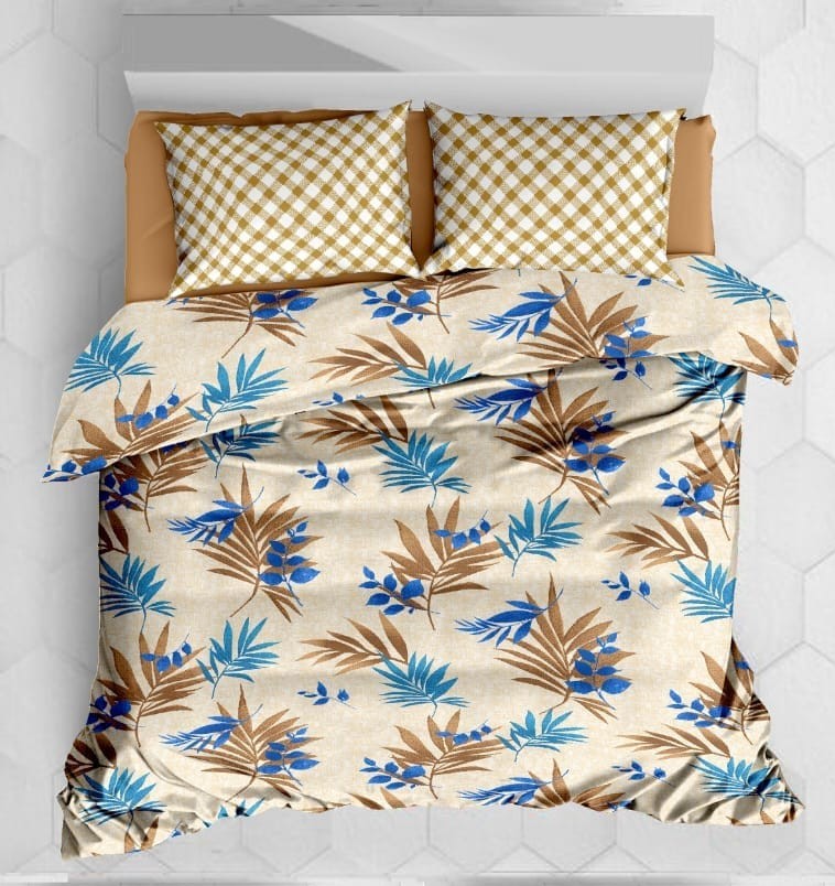 100% cotton double 90x100 inch bedsheet with 2 pillows 17x27 inch.