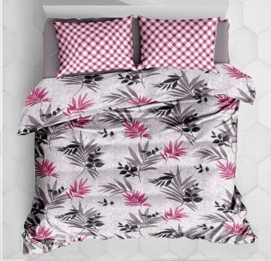 100% cotton double 90x100 inch bedsheet with 2 pillows 17x27 inch.