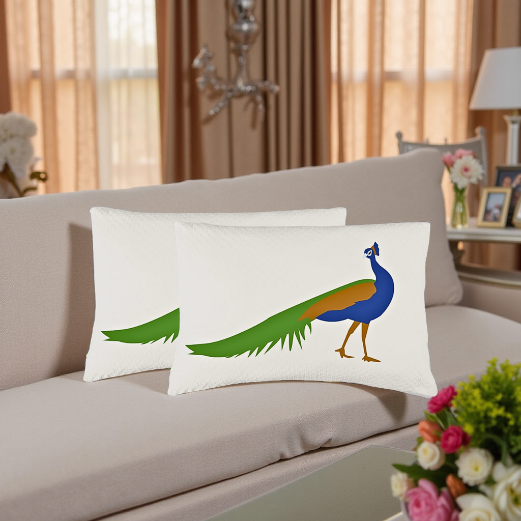 Blossoms Cushion Cover with Peacock embroidery . 12x18 inch pack of 1 .