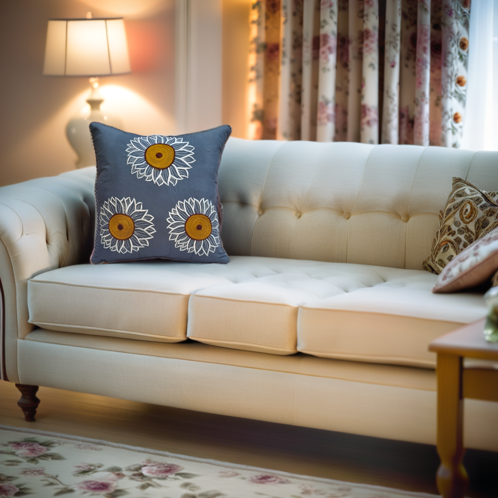 Blossoms Decorative Cushion Cover |embroidery work| 14 by 14 | Cotton Fabric|Modern Design.