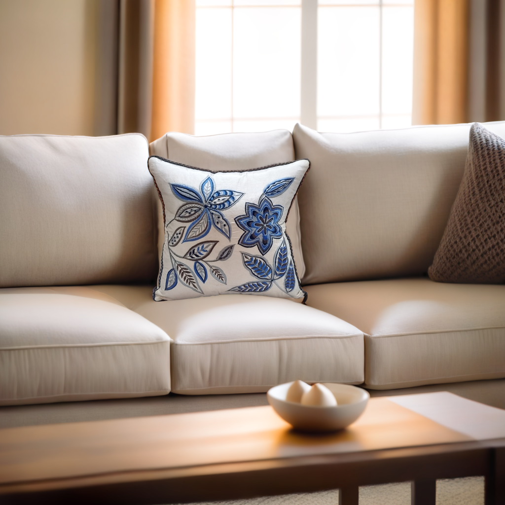 Decorative Cushion Cover |embroidery work| 14 by 14| Cotton Fabric|Modern Design.