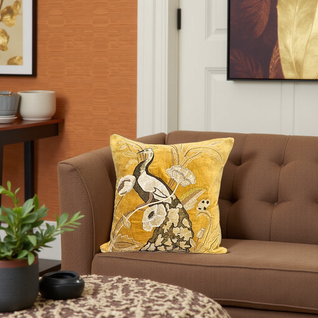 Blossoms Embroided premium Cushion Cover 16x16 inch