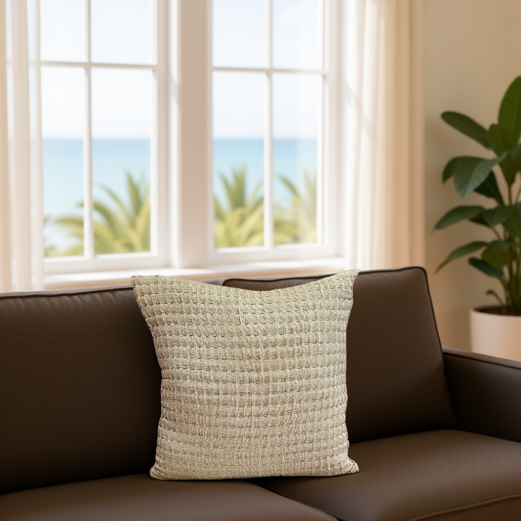 Blossoms Cushion's winter collection with very heavy and warm cotton , beige colour ,with self work | 16x16 inch |pattern cushion covers | pack of 1