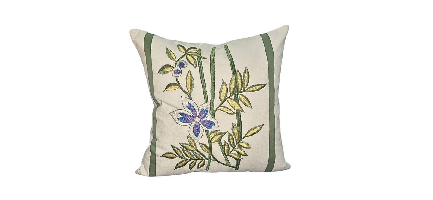 Blossoms Decorative Designer Cushion Cover |Embroidered work| 16x16|inch, Cotton Fabric|floral Design.