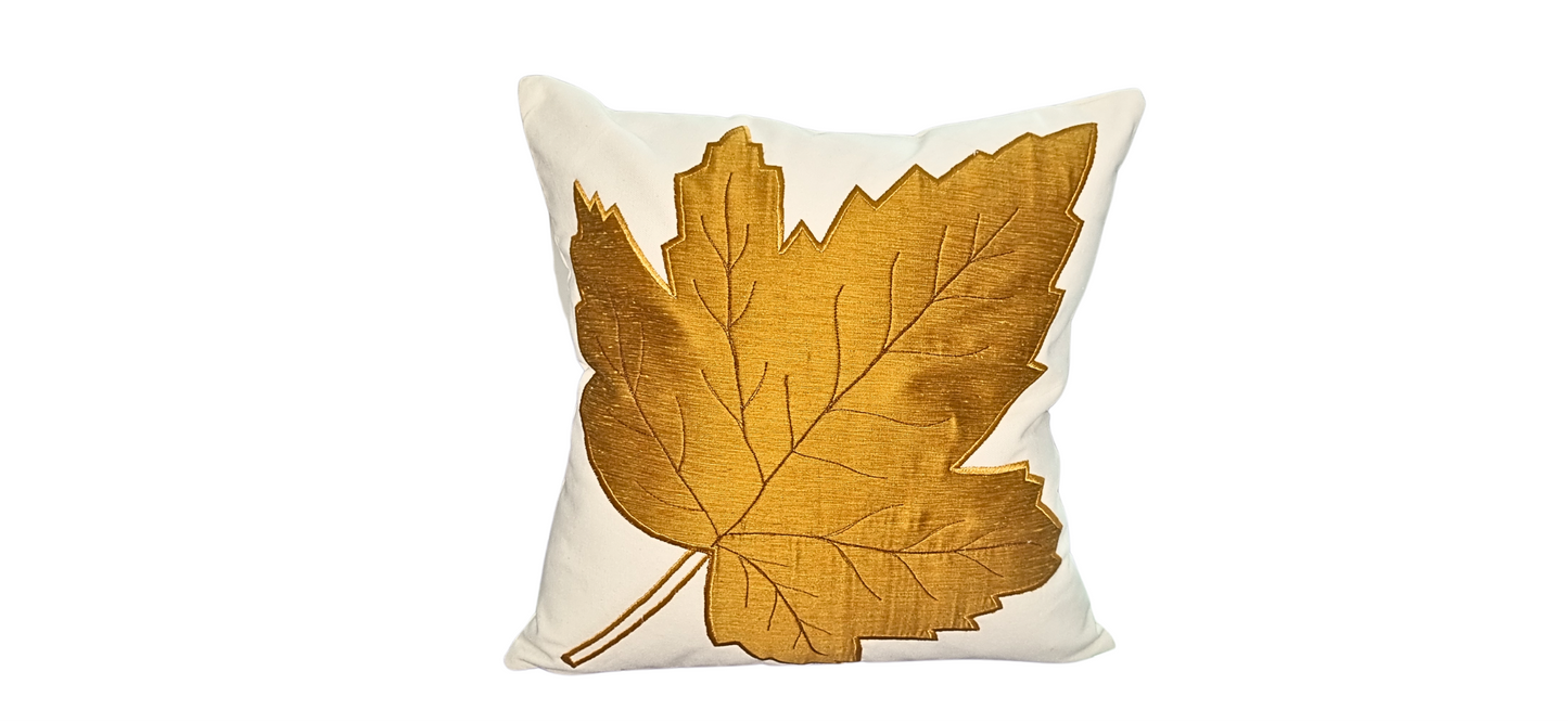 Blossoms 5 pcs designer modern leaf pattern Cushion Covers set with 1 leaf filler cushion.