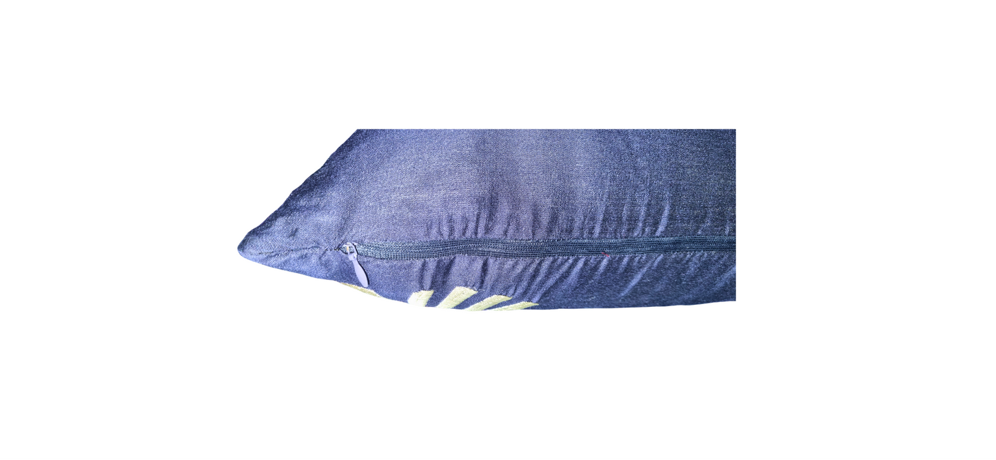 Blossoms blue cotton Cushion covers| 16x16 inch | super premium zari embroidery | pack of 1