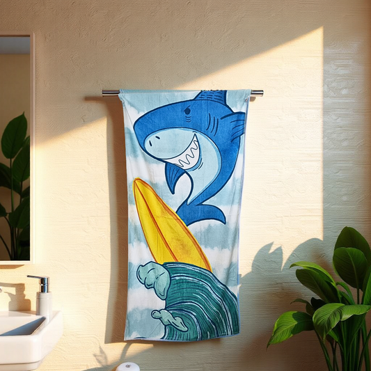 Blossoms kids dolphin cartoon design printed Towels | 100% Cotton towels| | safe for kids | big size -34x62 inch | set of 1 pc .