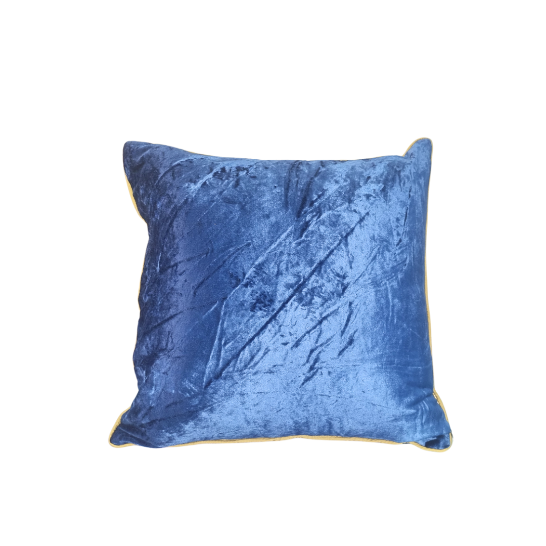 Blossoms Premium embroidery on a blue velvet cushion cover. 16x16 inch 1 unit.