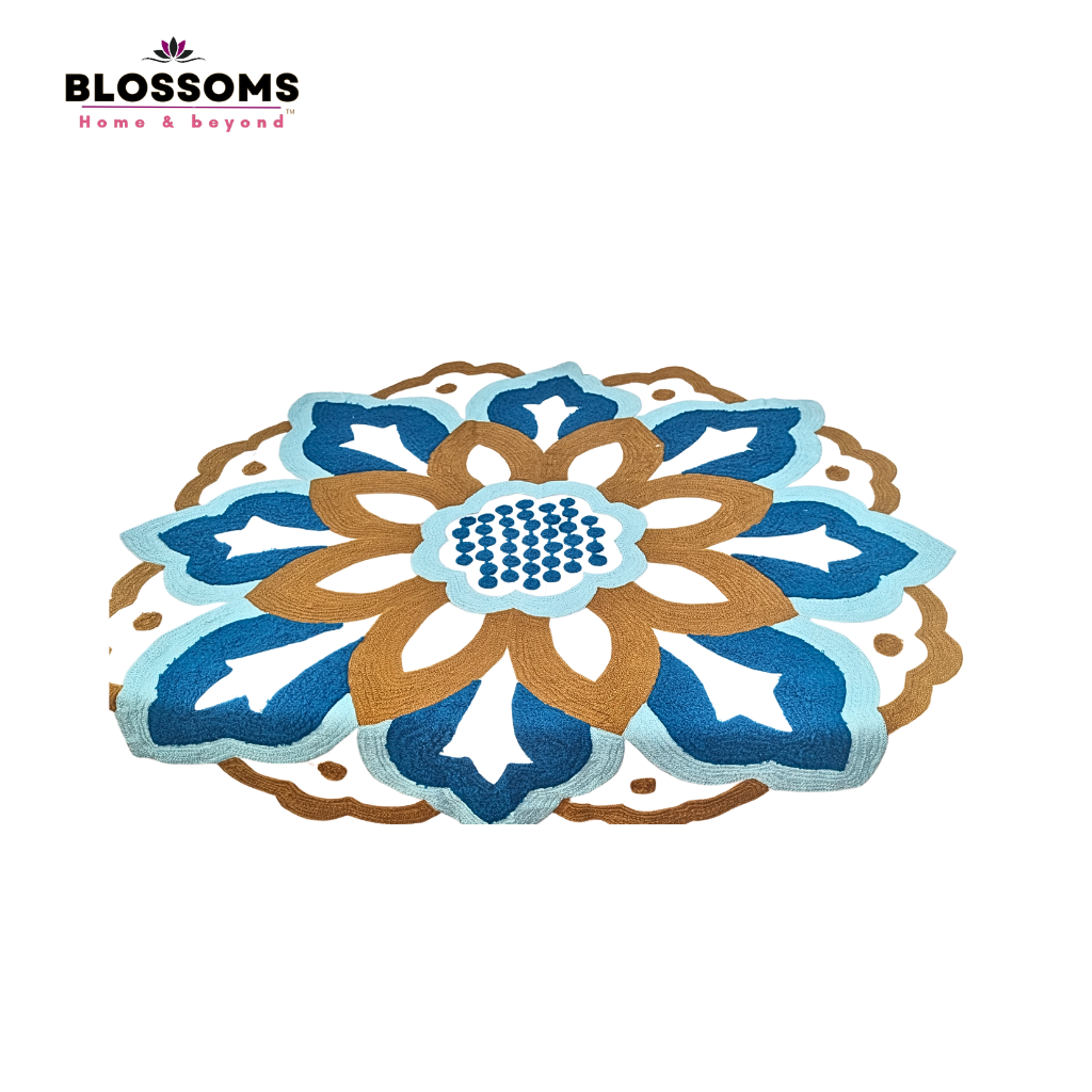 Blossoms aari plutch work floral whole Embroidered bedsheet with 2 embroidered pillow covers . Pure cotton -off white fabric.