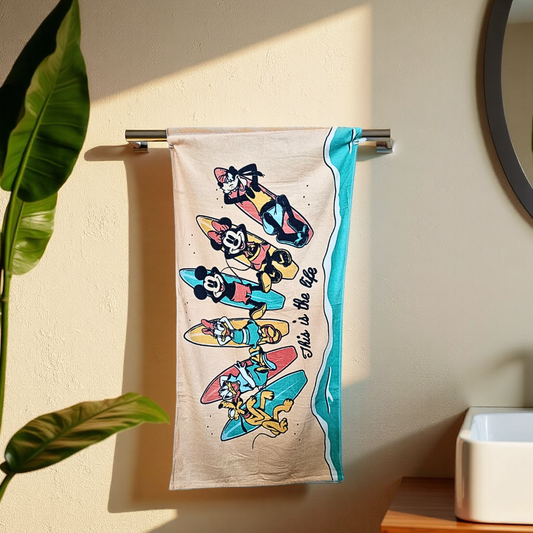 Blossoms kids "Mickey mouse & Goofy" cartoon printed Towels | 100% Cotton towels| | safe for kids | big size -29x62 inch | set of 1 pc .