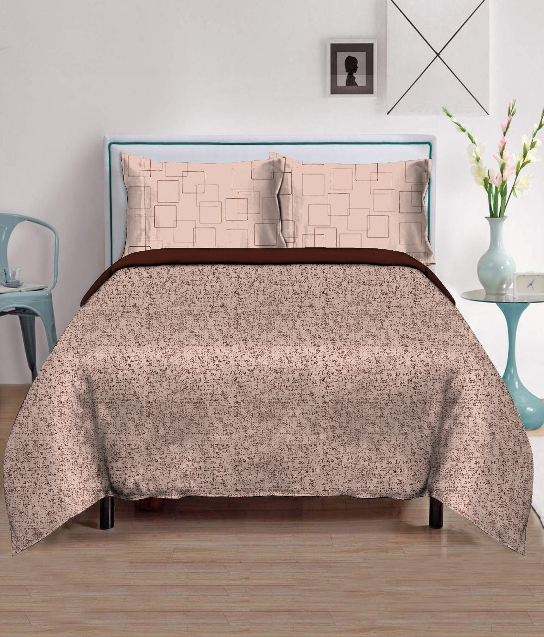 Blossoms micro cotton 300 gsm doublebed bedsheet with 2 pillows.