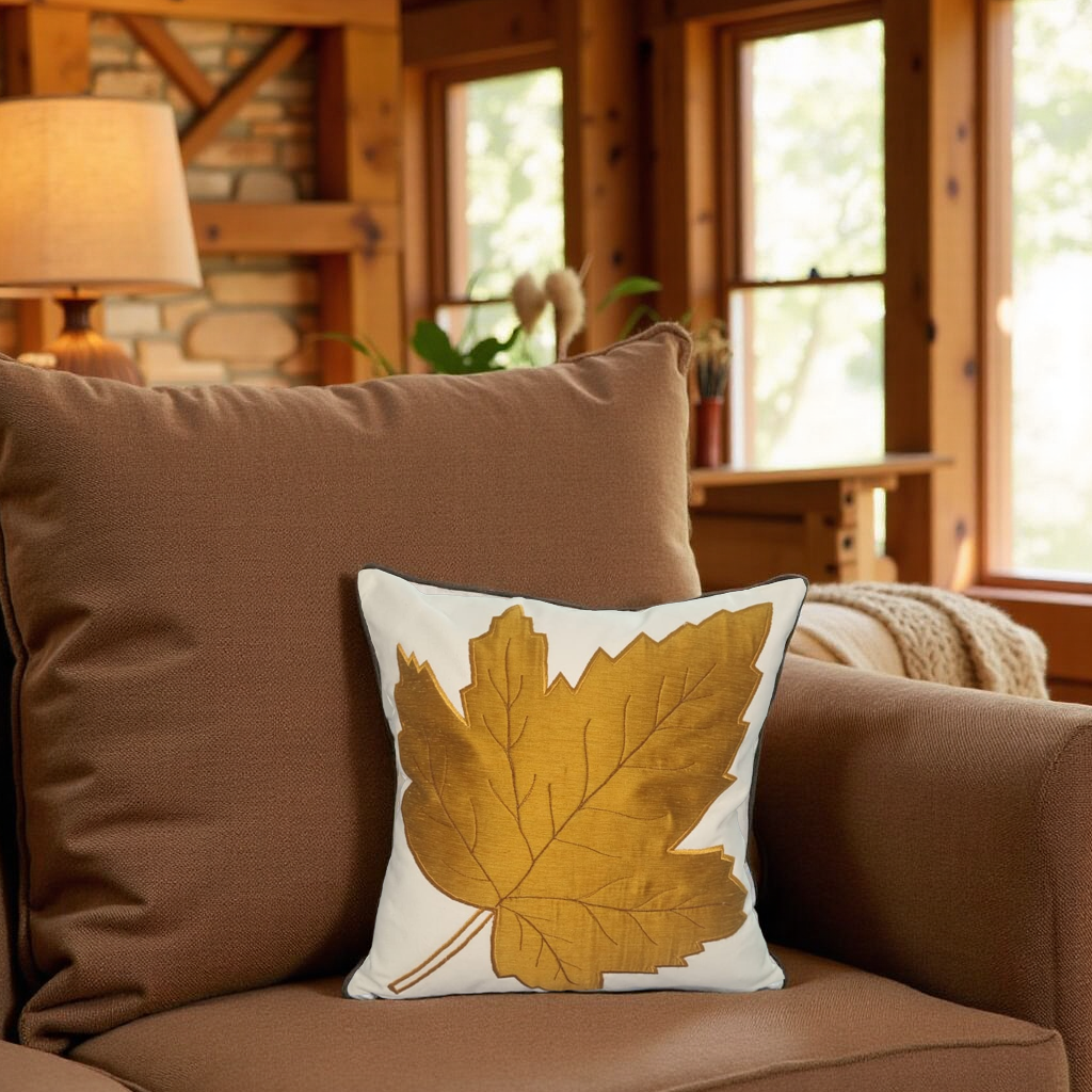 Blossoms embroidered cushion cover , 16x16 inch pure cotton off white fabric .