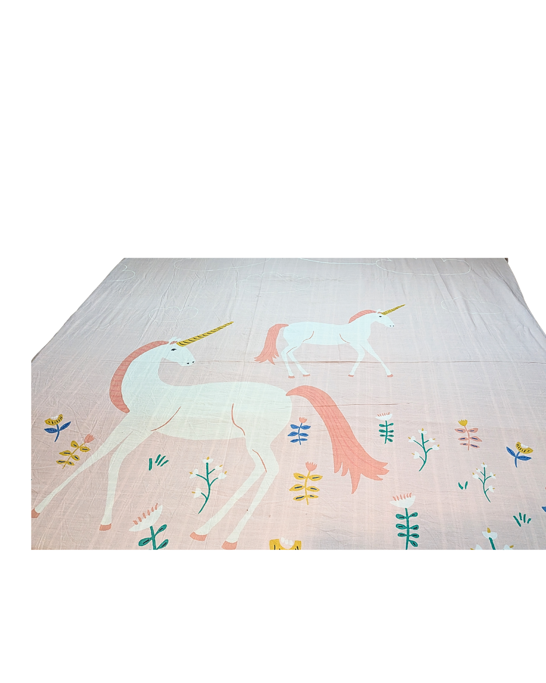 Blossoms kids Bedsheet unicorn print pure cotton | 100x100 inch |kids print | 2 pillows cases.