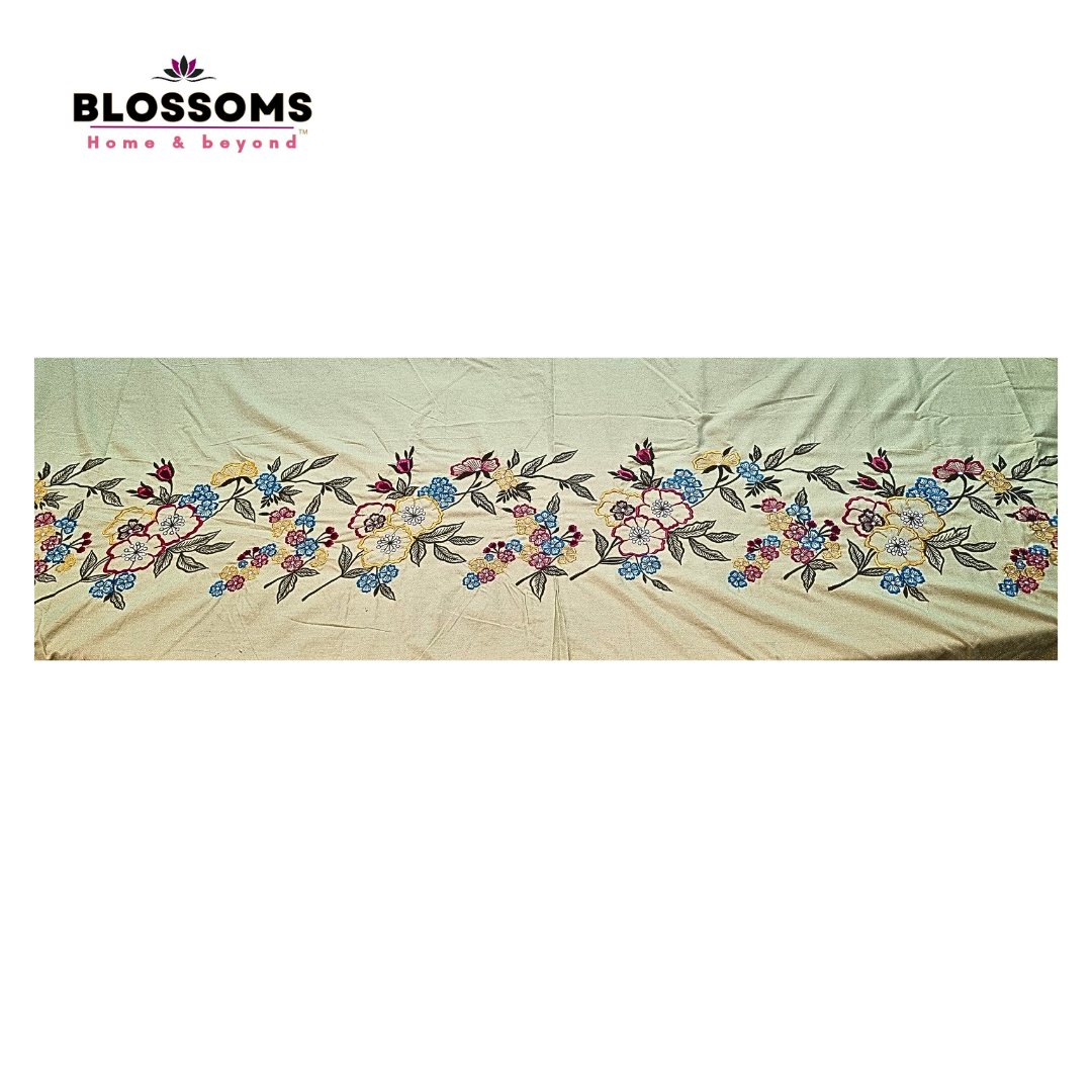 Blossoms embroidered bedsheet with embroided pillow covers. |2 pillow cases| |pure cotton | | big sizes|.