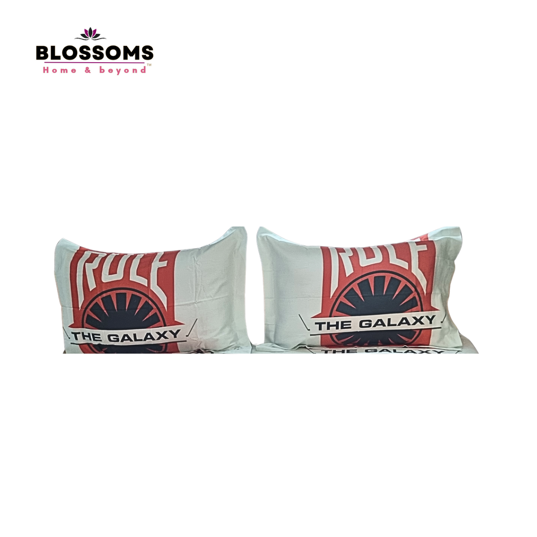Blossoms kids printed pure cotton bedsheet , |500 thread count| with premium soft touch. |Safe for kids|. |2 pillow covers |.
