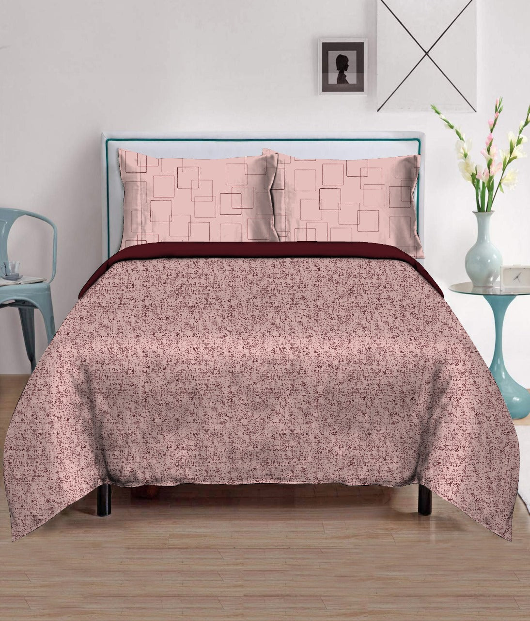 Blossoms micro cotton doublebed 300 gsm bedsheet with 2 pillows.