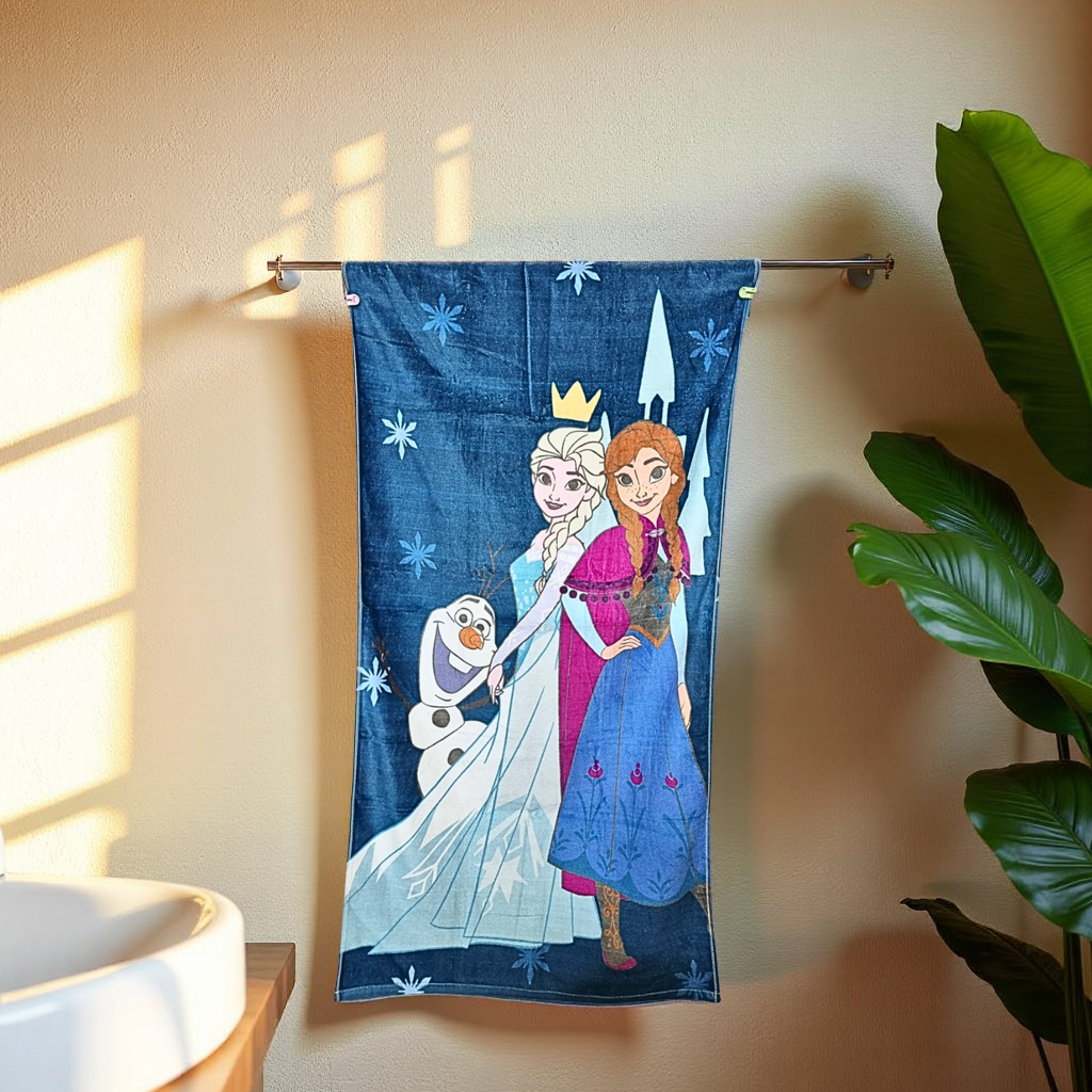 Blossoms kids Anna Elsa cartoon character printed towel |pure cotton| size 47*24 inch