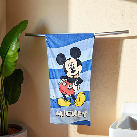 Blossoms kids "Mickey Mouse" cartoon printed Towels | 100% Cotton towels| | safe for kids | big size -29x62 inch | set of 1 pc .