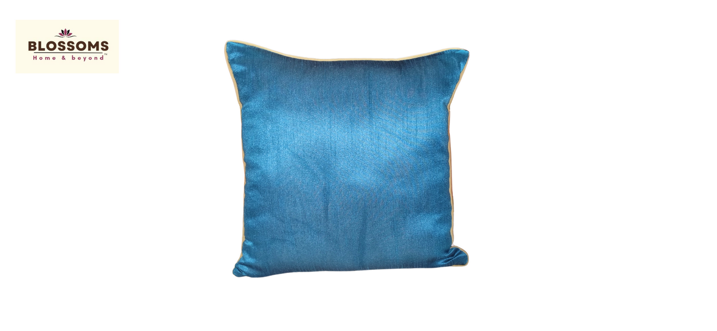 Blossoms Decorative Designer Cushion Cover |Swan Embroidered work| 16x16|inch, blue Fabric|modern Design.