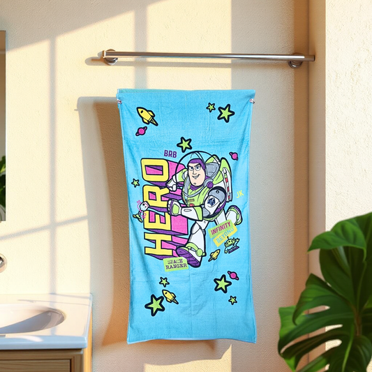 Blossoms kids "Space Ranger" printed Towels | 100% Cotton towels| | safe for kids | big size -24x48 inch | set of 1 pc .