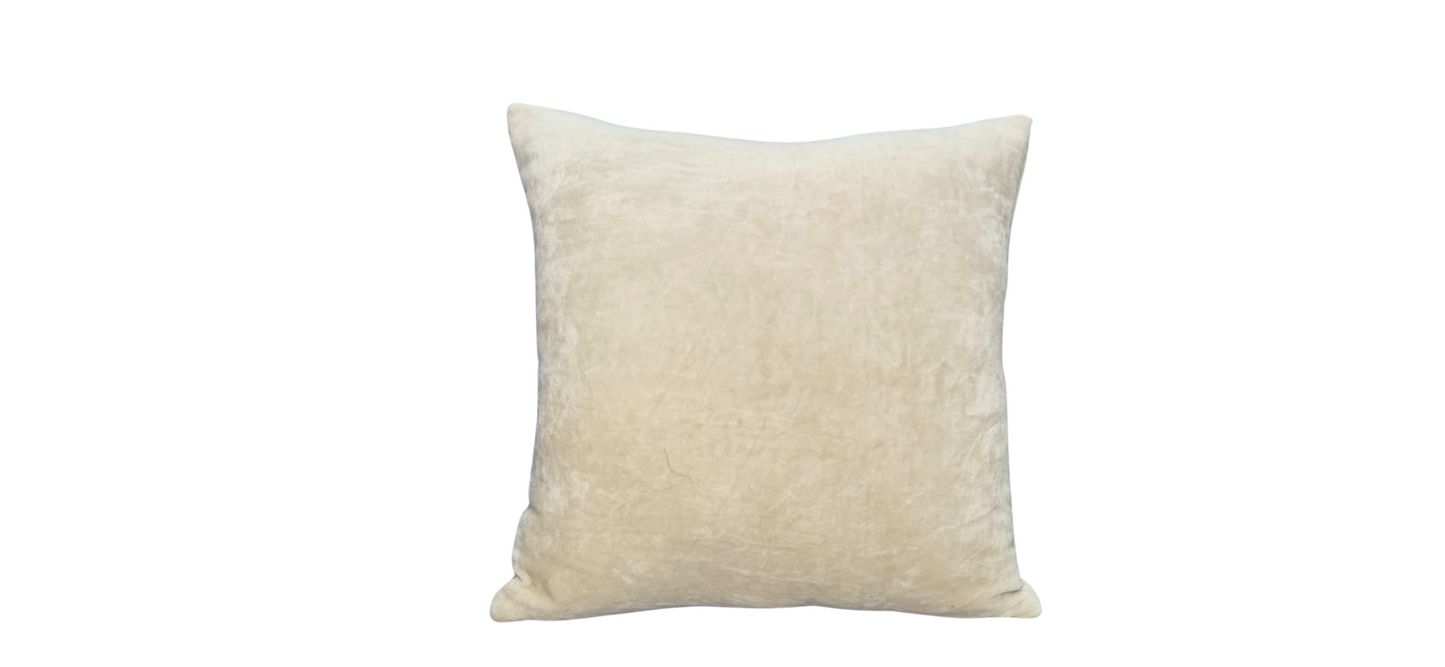 Blossoms cream velvet Cushion covers| 16x16 inch | super premium embroidery | pack of 1