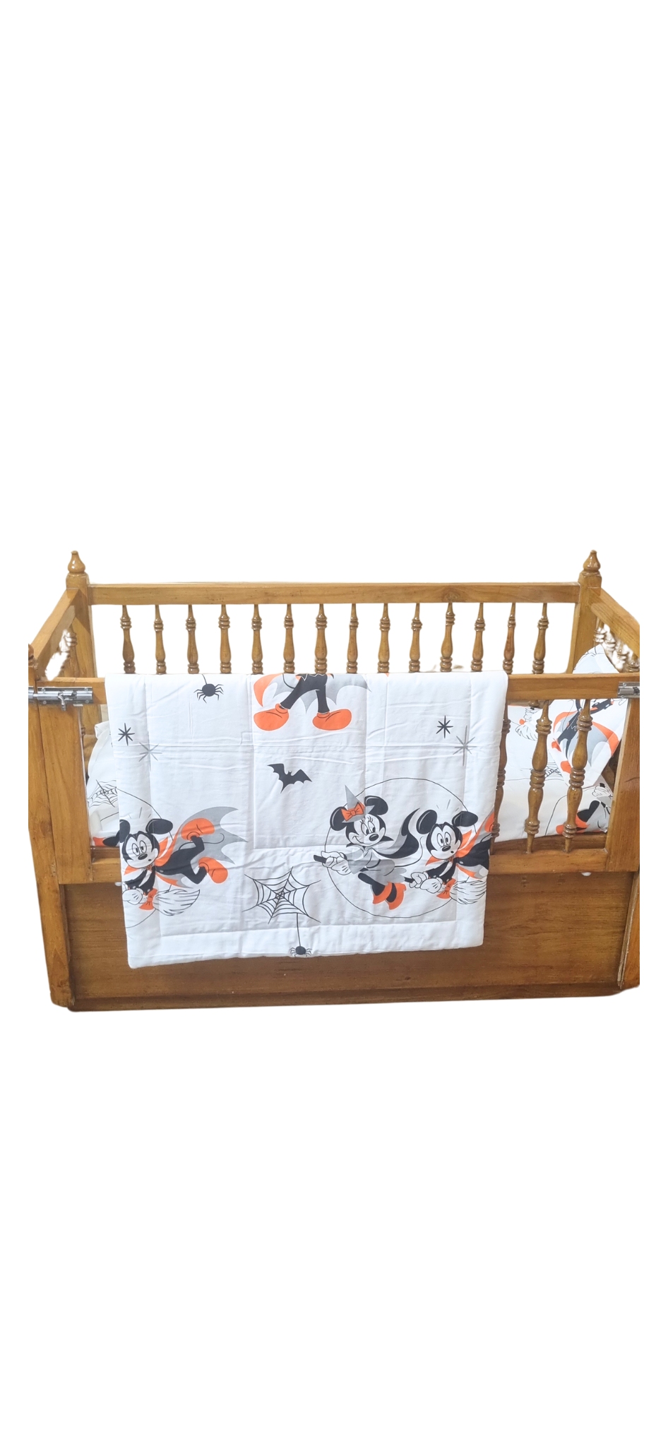 Blossoms pure cotton kids minnie and mickey mouse printed bedding set. 1 bedsheet (40"x50") 1 pillow with filler - (12"x18") , 1 quilt( 30"x40").