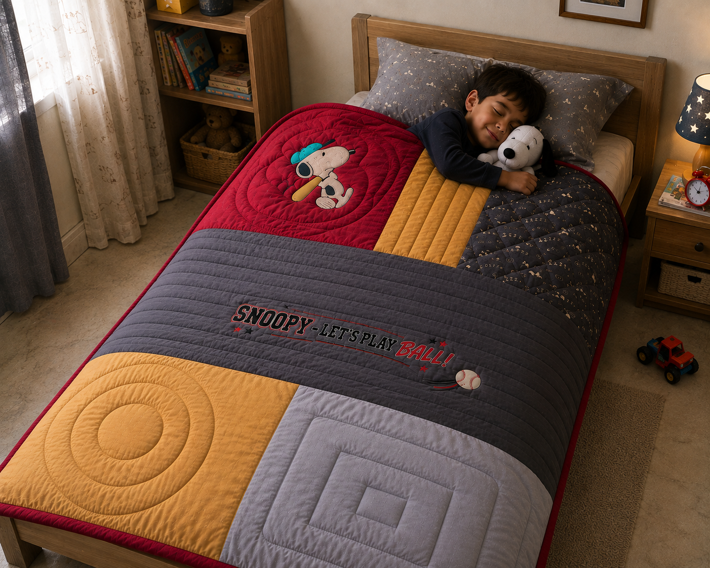 Blossoms kids embroidered patchwork quilt cum bedcover