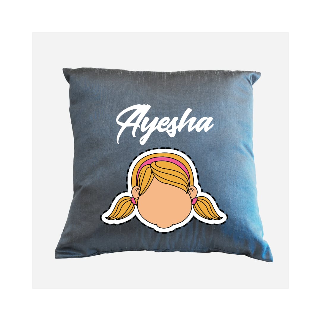 "Girl " theme embroidered personalised cushion.Best for gifting.Name can be changed