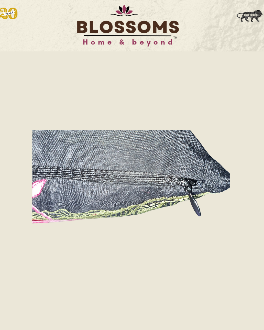 Blossoms Embroided peacock cushion cover . Pack of 1