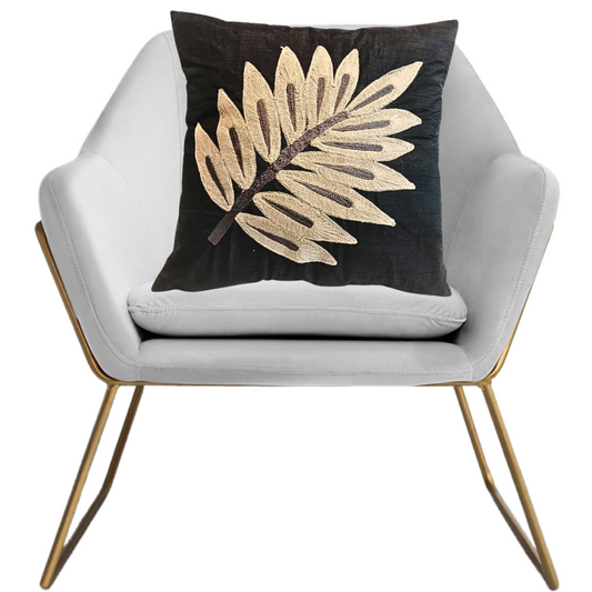 Decorative Cushion Cover |Aari work| 16 by 16| Cotton Fabric|Modern Leaf Design|cc|emb|412.