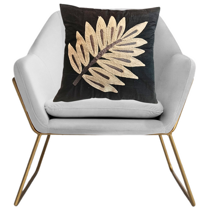 Decorative Cushion Cover |Aari work| 16 by 16| Cotton Fabric|Modern Leaf Design|cc|emb|412.