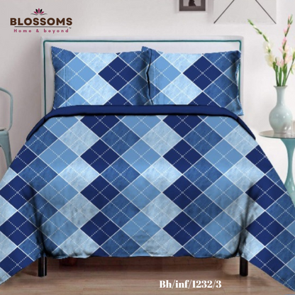 Blossoms-Home & Beyond Printed Queen Size Double Bed Bedsheet, Geometric Print with 2 Pillows