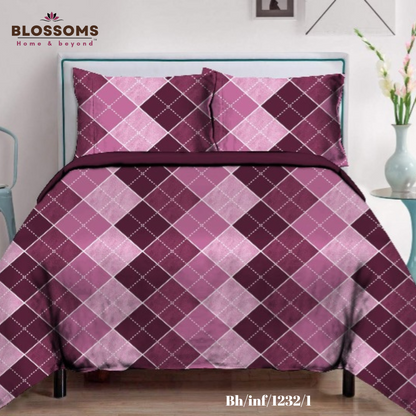 Blossoms-Home & Beyond Printed Queen Size Double Bed Bedsheet, Geometric Print with 2 Pillows