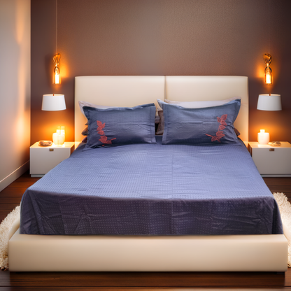 Blossoms Embroidered bedsheet with premium quality self design fabric