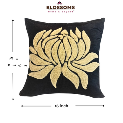 Decorative Cushion Cover |Aari work| 16 by 16| Cotton Fabric|Floral Work|cc|emb|414.