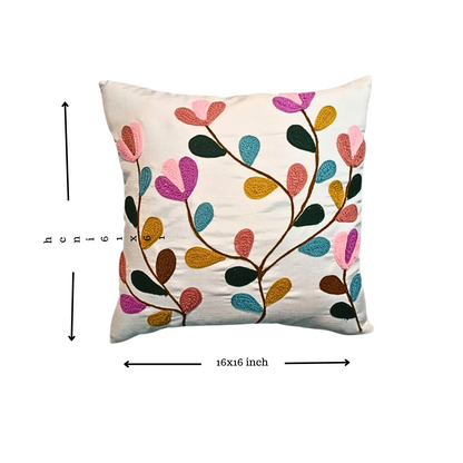 Decorative Cushion Cover |Aari work| 16 by 16| Cotton Fabric|Modern Design|cc|emb|411
