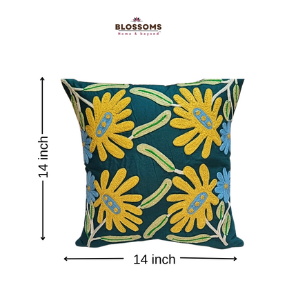 Decorative Cushion Cover |Aari work| 14 by 14| Cotton Fabric|Modern Design|cc|emb|