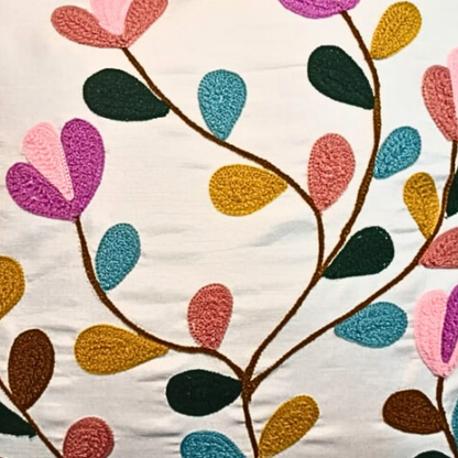 Decorative Cushion Cover |Aari work| 16 by 16| Cotton Fabric|Modern Design|cc|emb|411