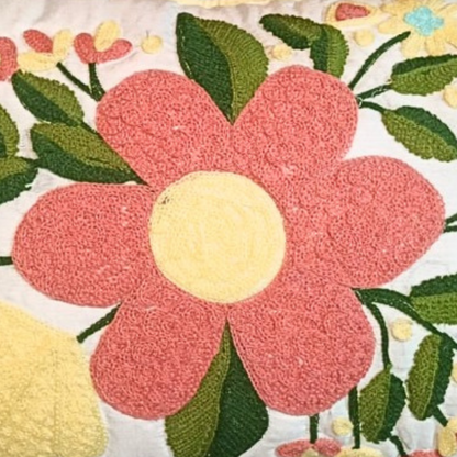 Decorative Cushion Cover |Aari work| 12 by 18| Cotton Fabric|Floral Work| set of 1